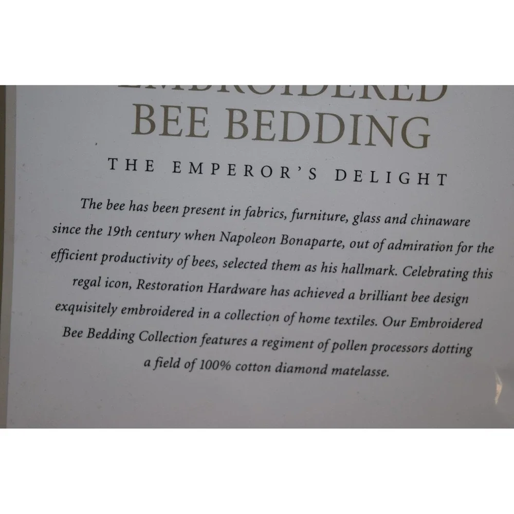 Restoration Hardware Emperor's Delight BEE Bedding EURO Cotton Pillow Sham Italy